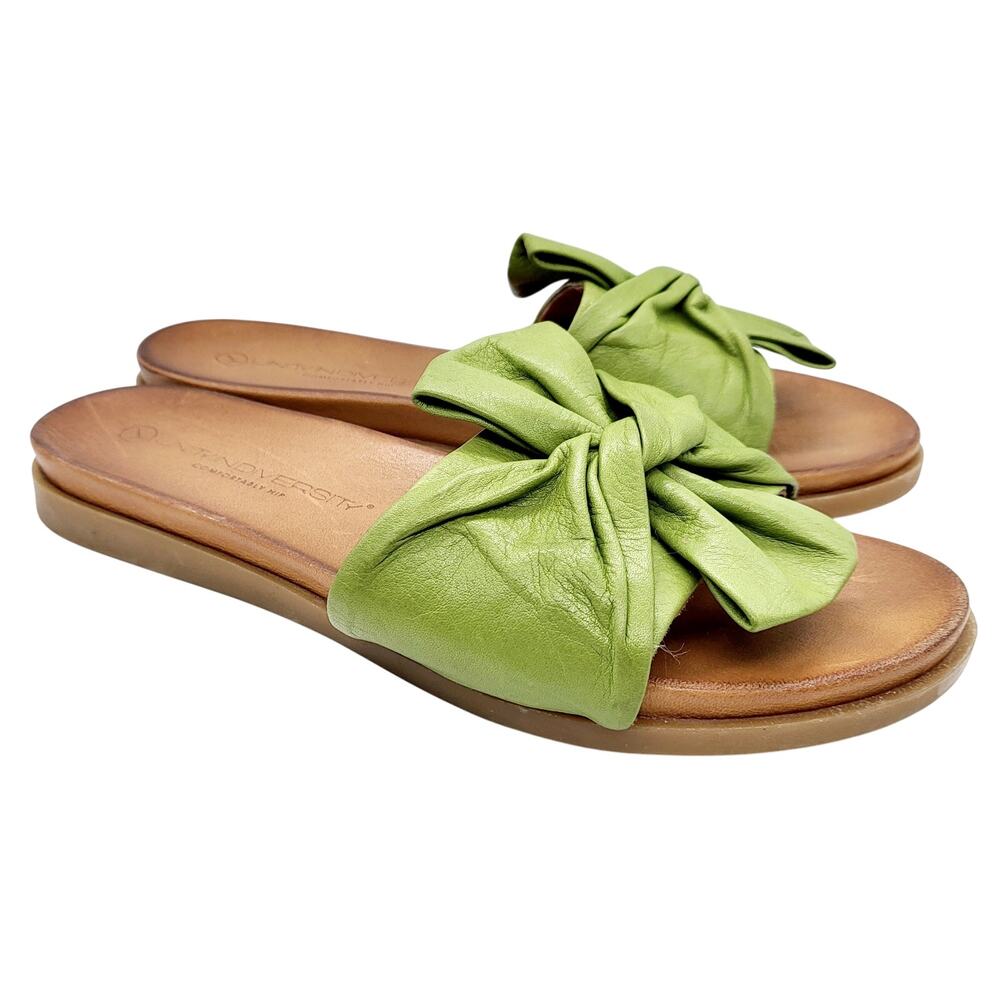 Unity in Diversity Diona Green Italian Leather Twisted Tie Sandals Women’s EU 37 - Picture 2 of 10